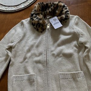 JCrew crewcuts dressy leopard cardigan NWT